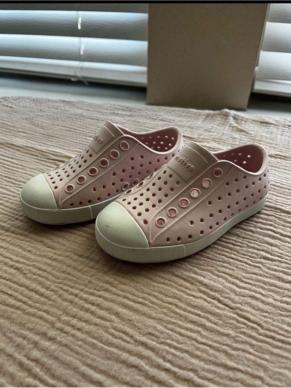 Native Slip-On Sneakers in Blush Pink and White Rubber